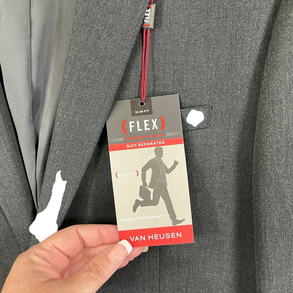 Van Heusen Flex Suit Jacket Mens 44L Stretch Wrinkle Resistant Business Formal